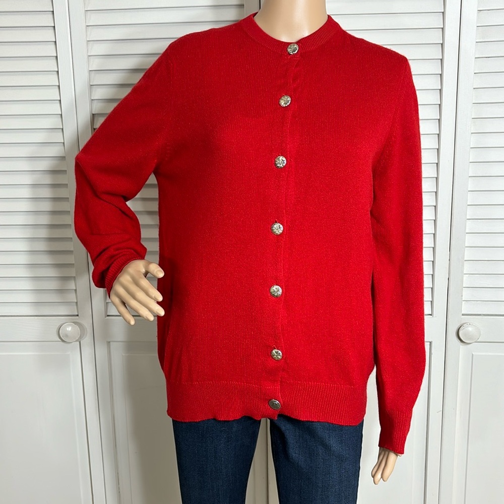 Vintage Lyle & Scott Cashmere Cardigan Sweater in Red Size Medium